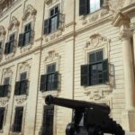 defensive, facade, city palace, valletta, malta, cannon, defend, defense, historical, building, palace, architecture