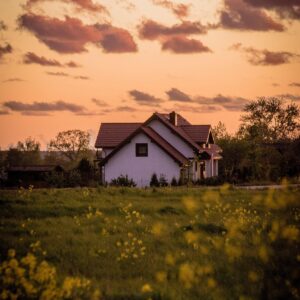 house, flower wallpaper, meadow, grass, flower background, flowers, home, building, spring, beautiful flowers, field, nature, sky, clouds